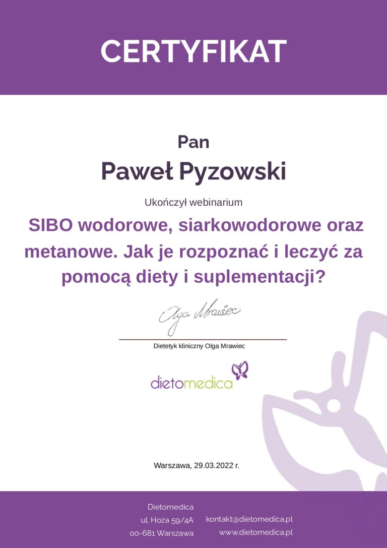 Odchudzanie SIBO dietetyk Paweł Pyzowski